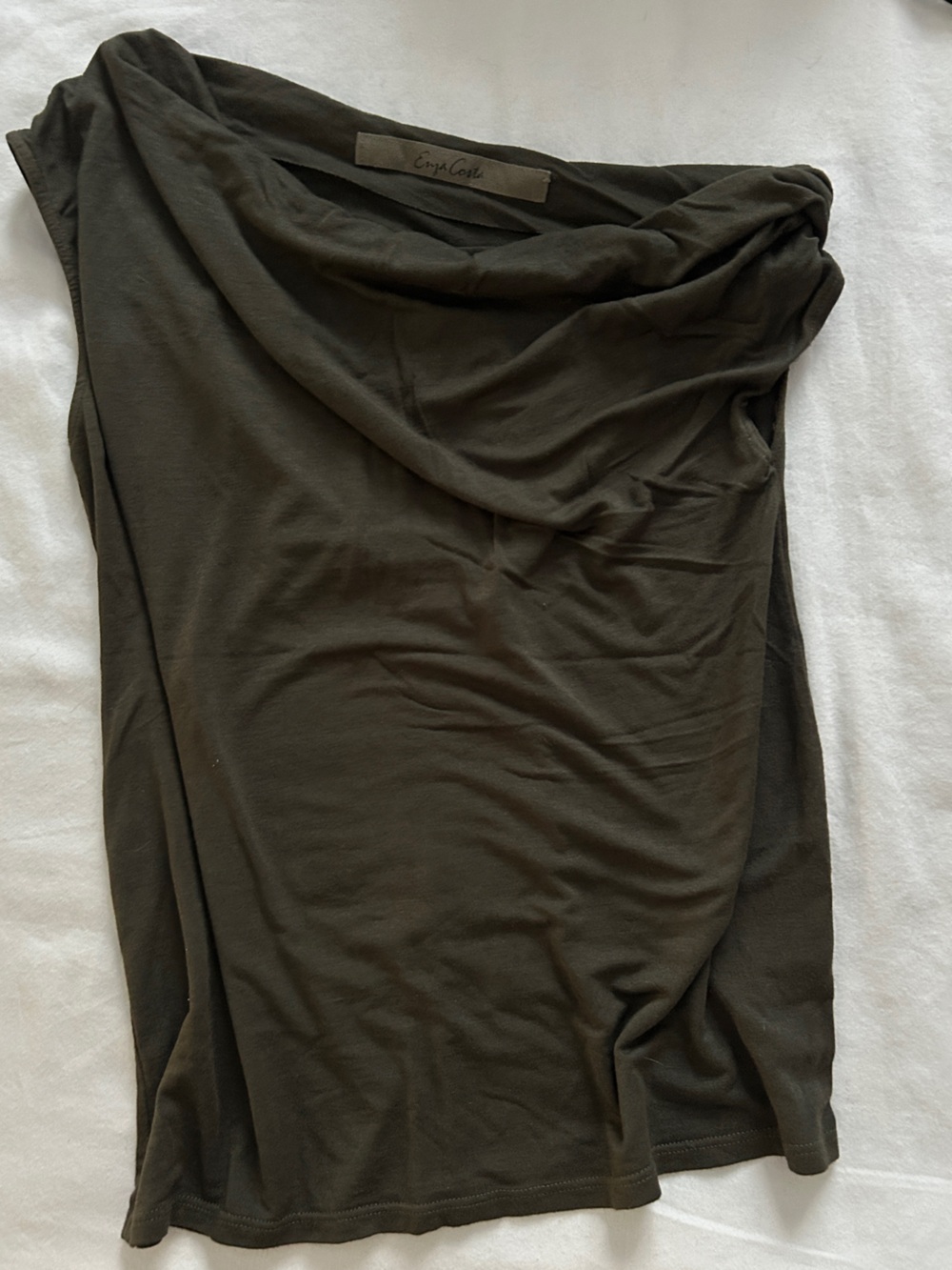 Enza Costa Olive Green Cowl Neck Off the Shoulder